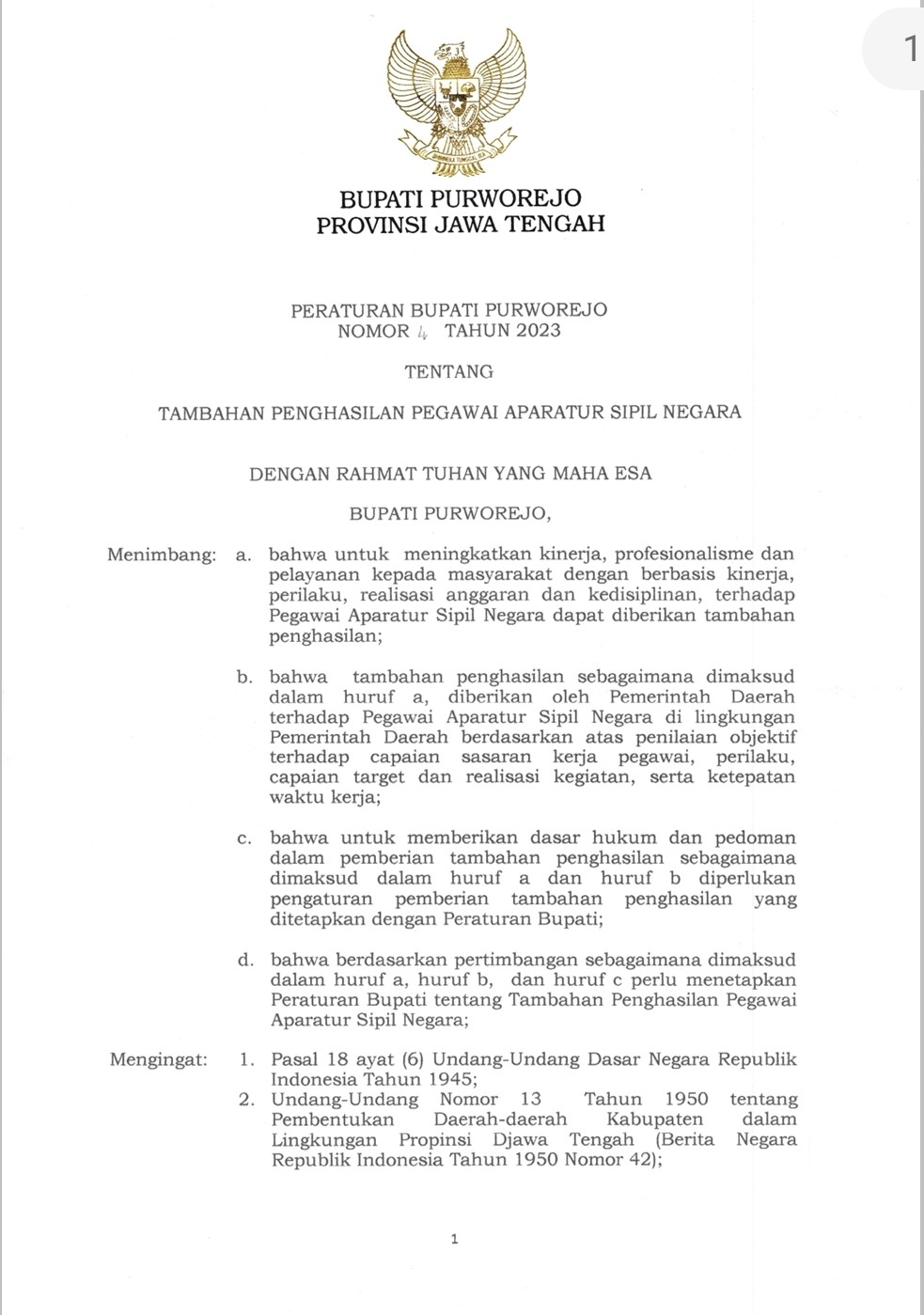 PERBUP Nomor 4 Tahun 2023