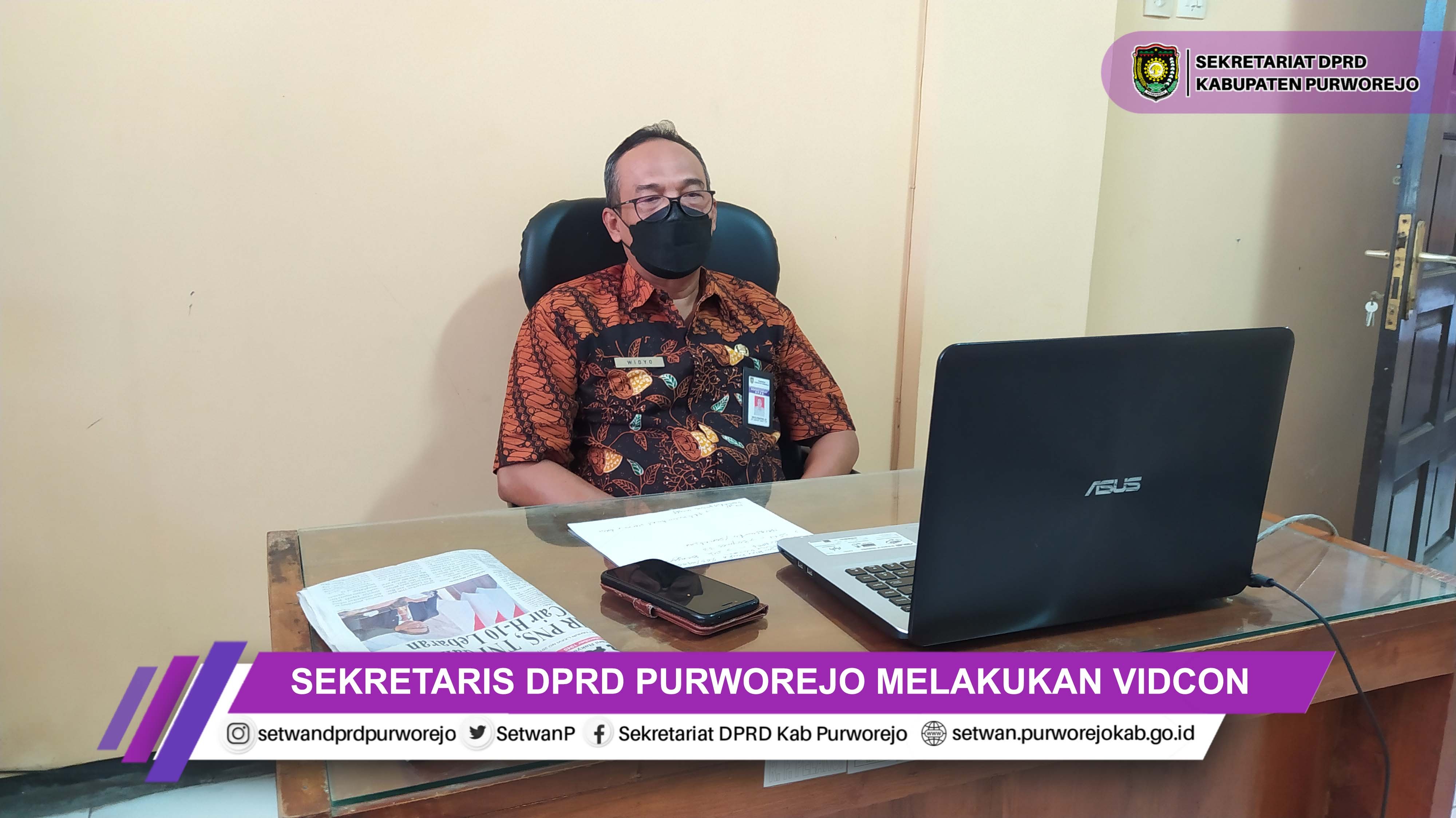 Sekretaris DPRD Purworejo Mengikuti Vidcon Sosialisasi Gratifikasi 